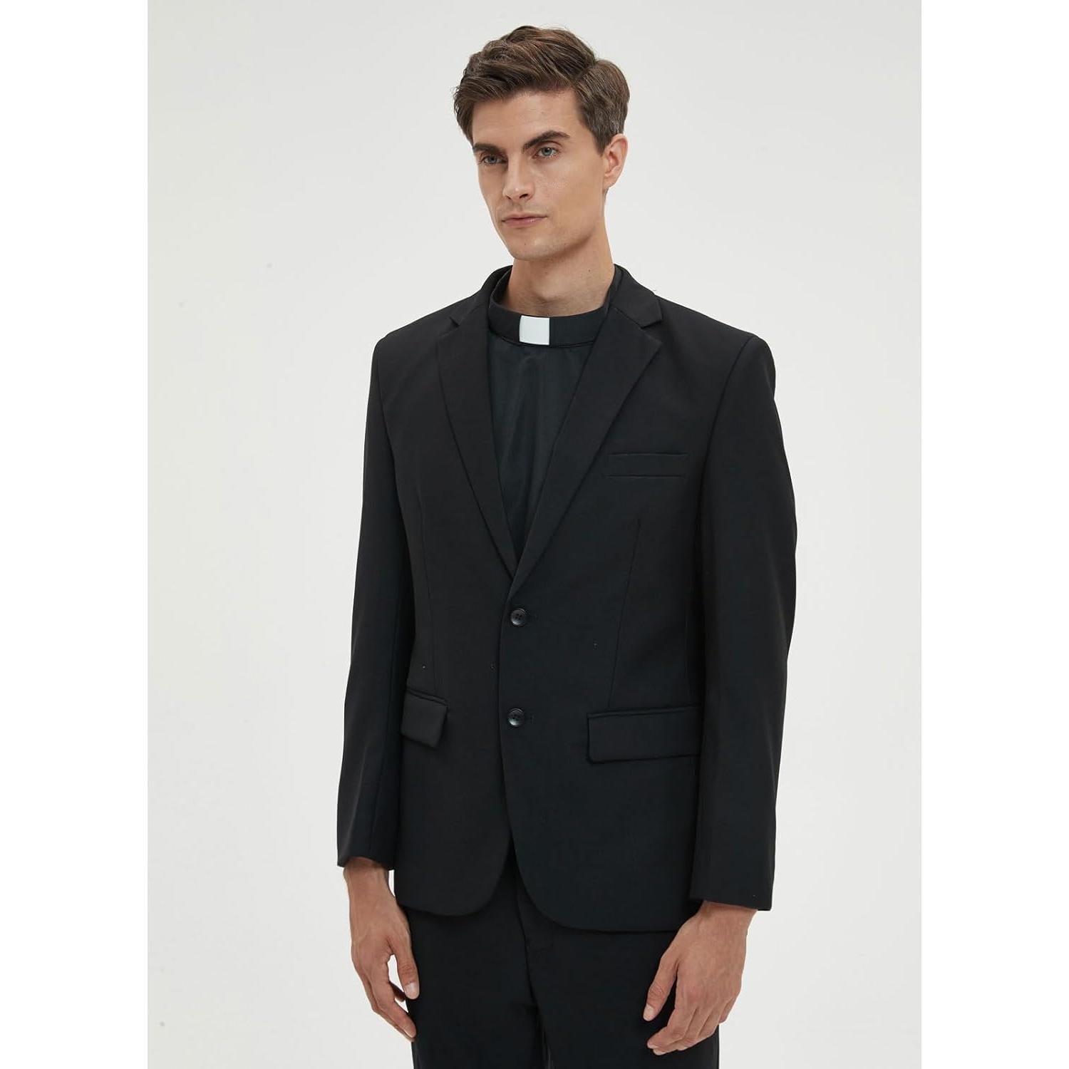 Cuello Clerical Unisex BLESSI Ajustable Negro con Inserto Blanco
