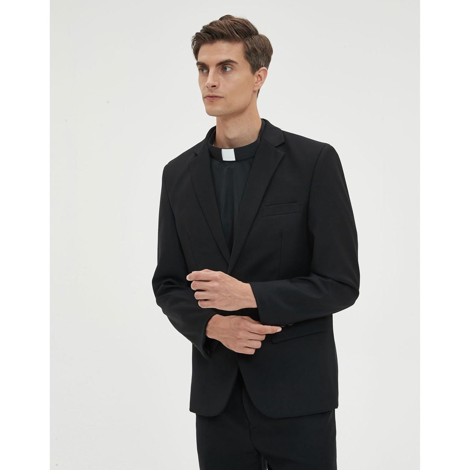 Cuello Clerical Unisex BLESSI Ajustable Negro con Inserto Blanco