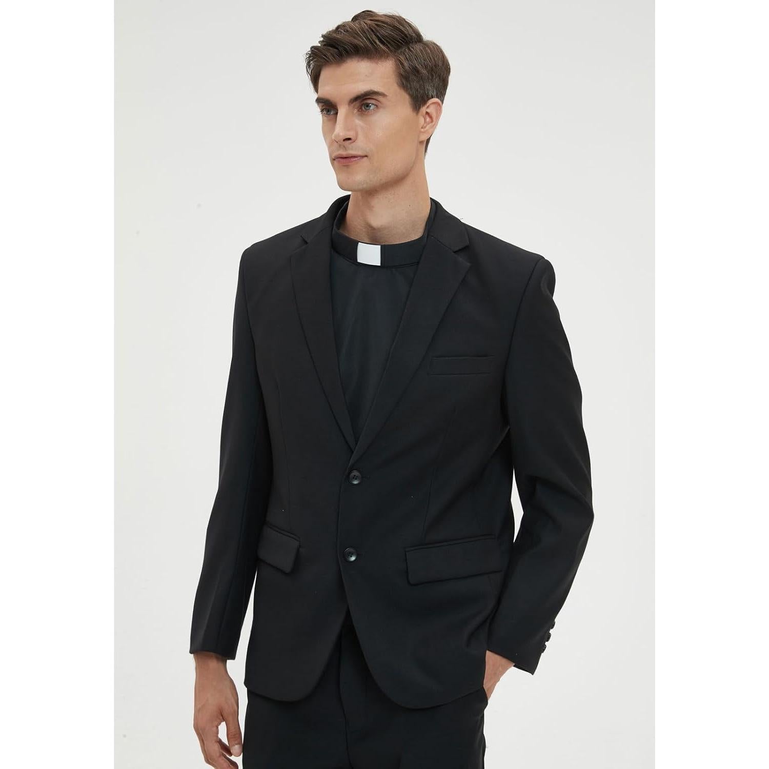 Cuello Clerical Unisex BLESSI Ajustable Negro con Inserto Blanco
