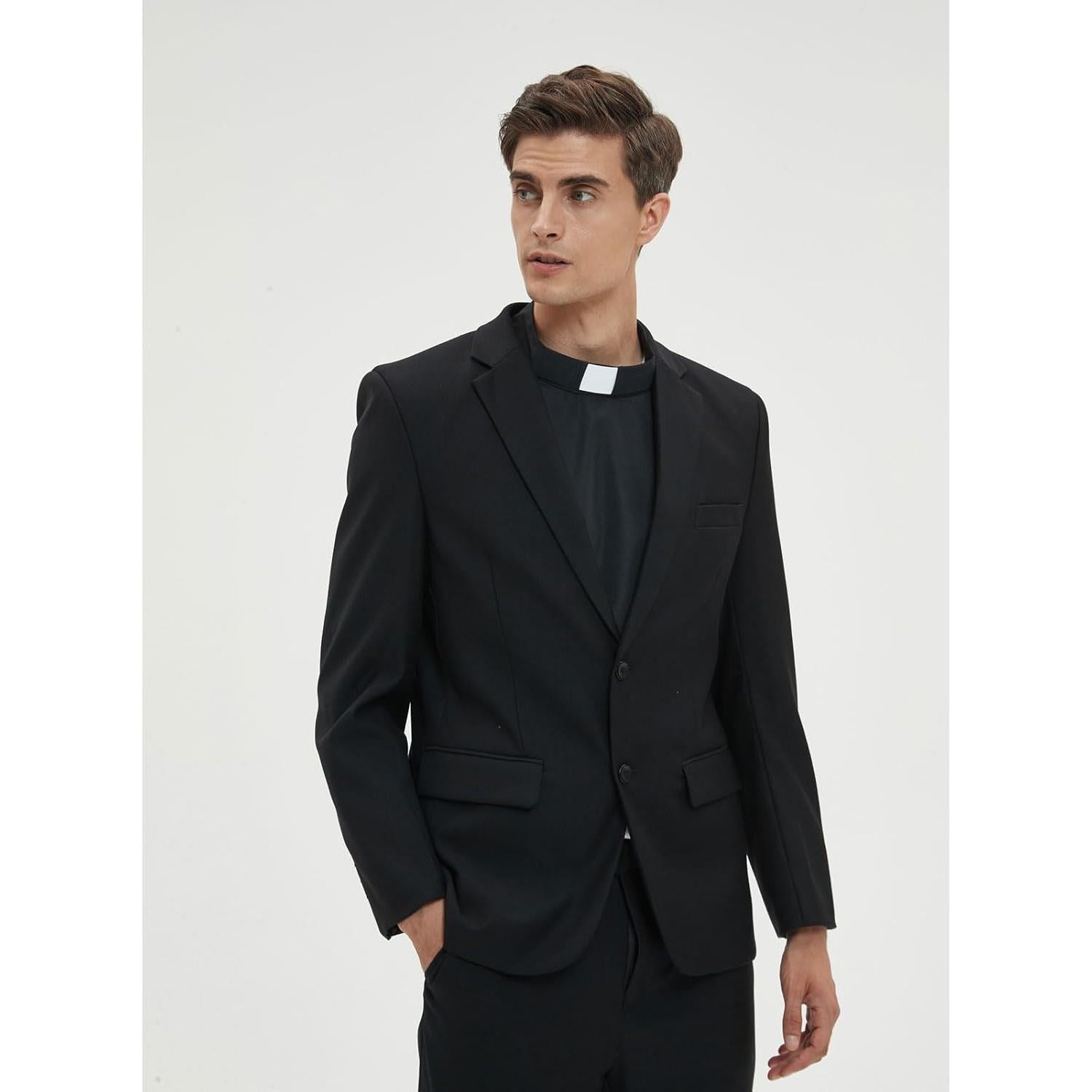 Cuello Clerical Unisex BLESSI Ajustable Negro con Inserto Blanco