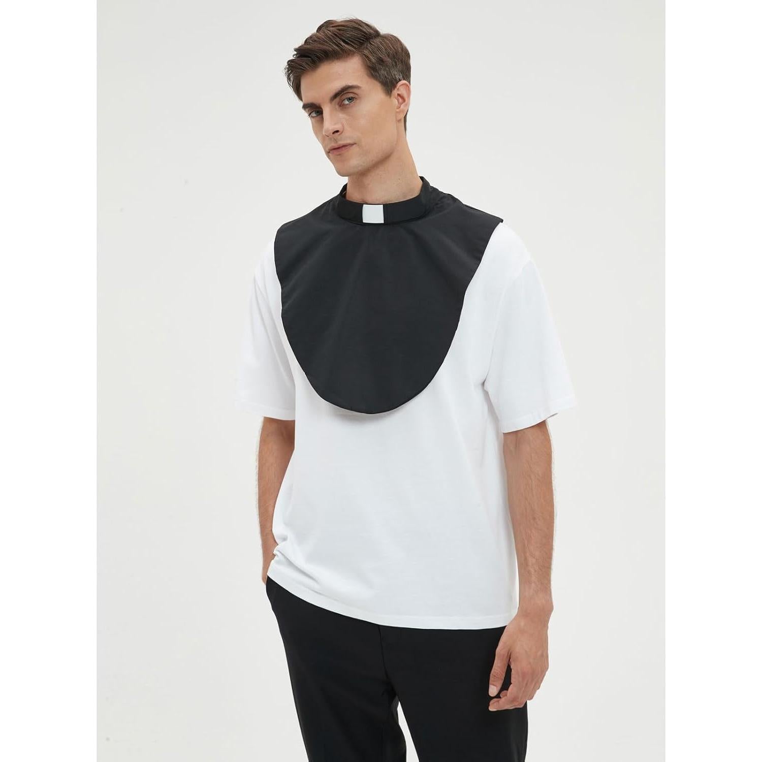 Cuello Clerical Unisex BLESSI Ajustable Negro con Inserto Blanco