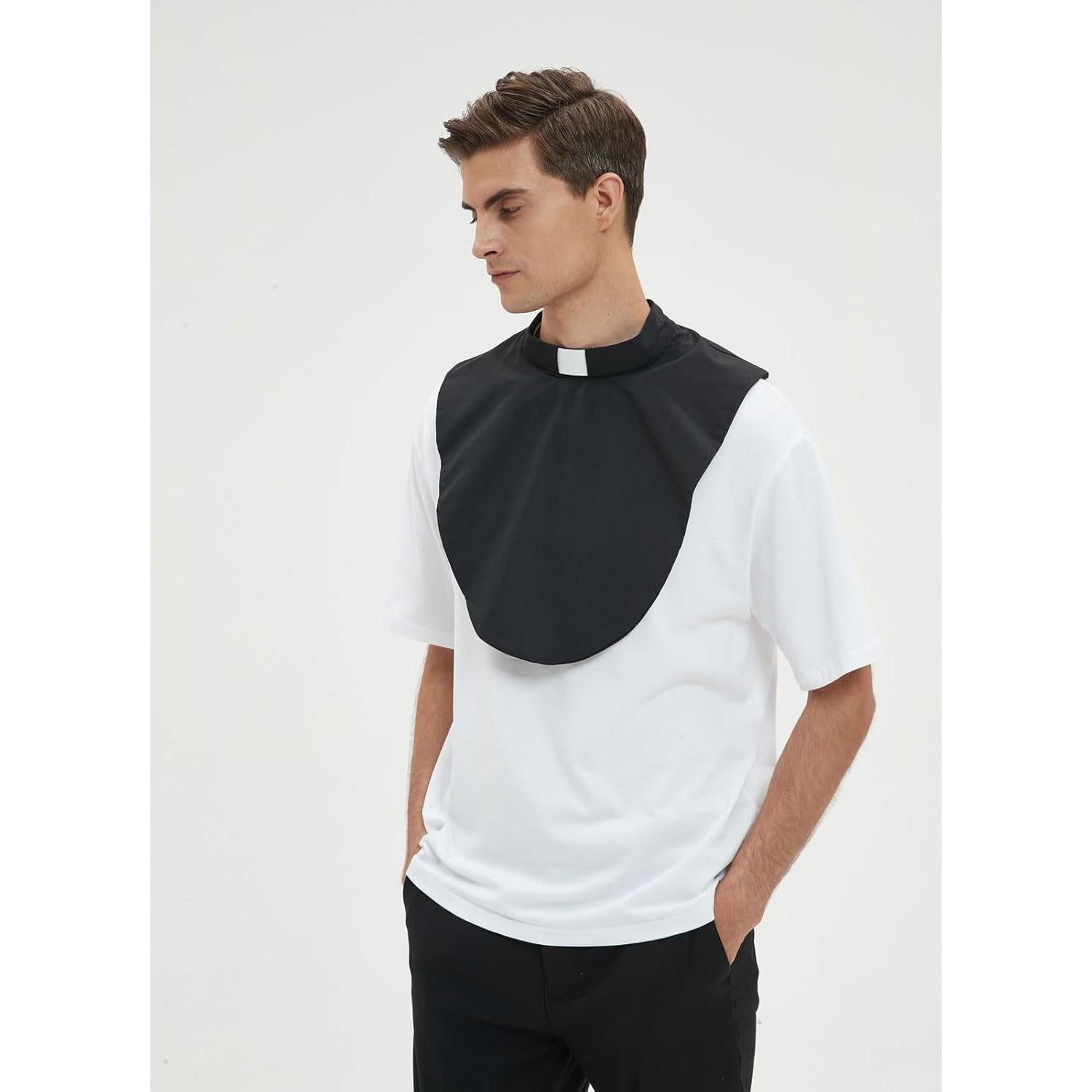 Cuello Clerical Unisex BLESSI Ajustable Negro con Inserto Blanco
