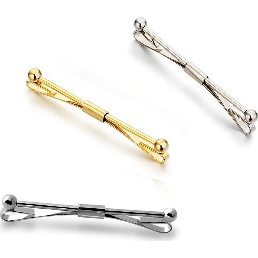 Conjunto de Pinzas para Corbata YYBONNIE 3PCS Plata/Oro/Negro
