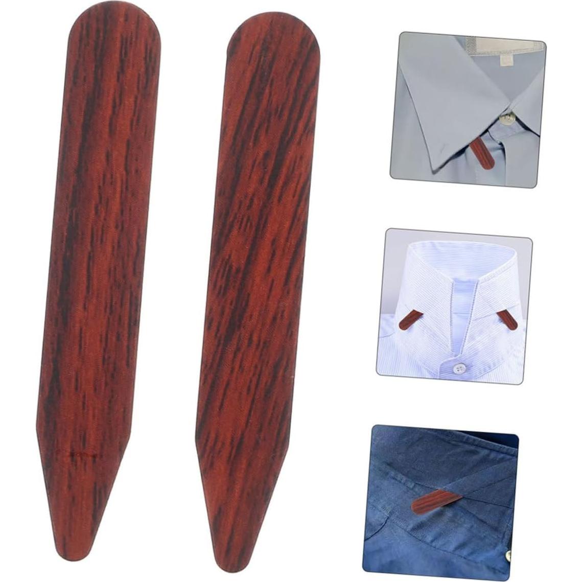 Soportes de Cuello de Madera LIFKOME para Camisas de Hombre - 2 Pares