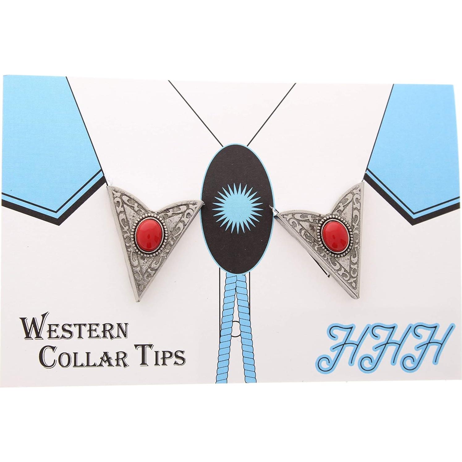 Puntas de Collar Plateadas Antiguas con Piedra Roja - Unisex