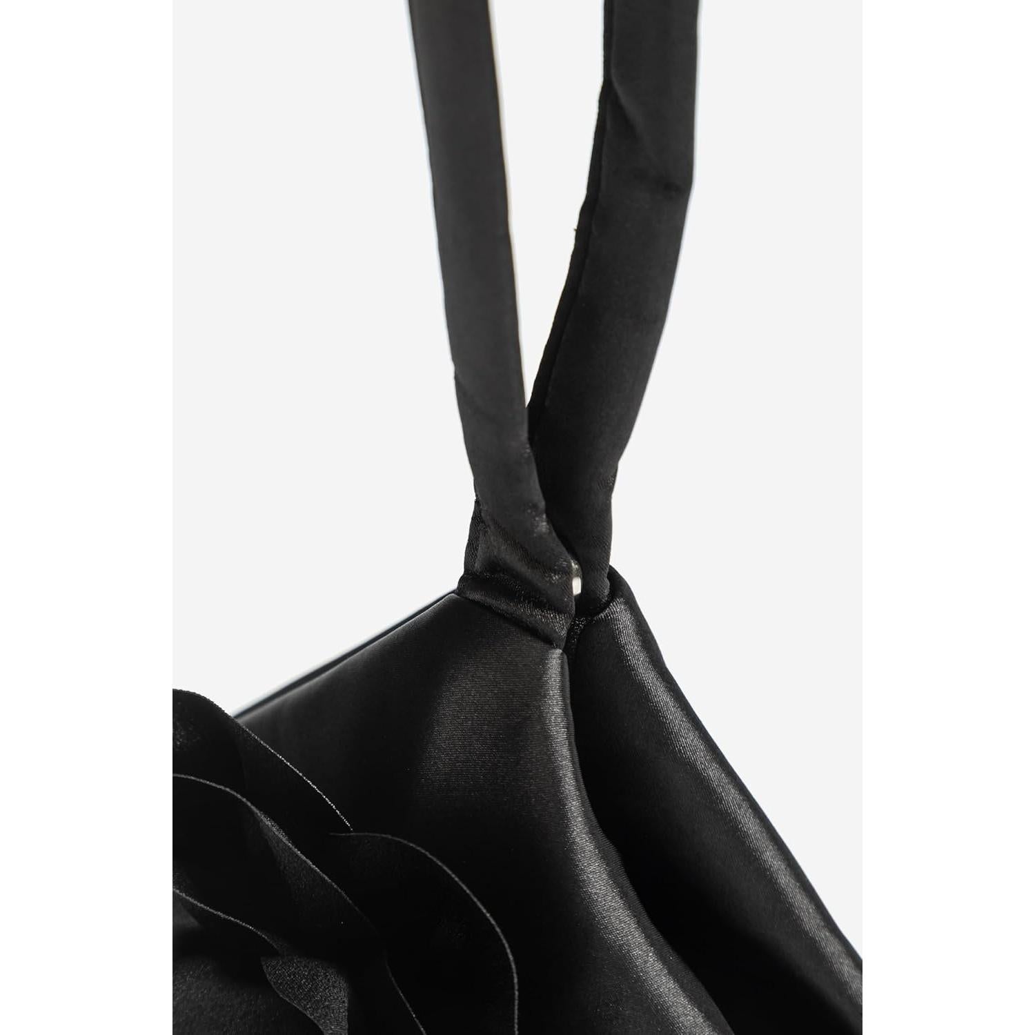 Bolso de Mano BABEYOND Floral Satén Negro 26.5x21.5cm