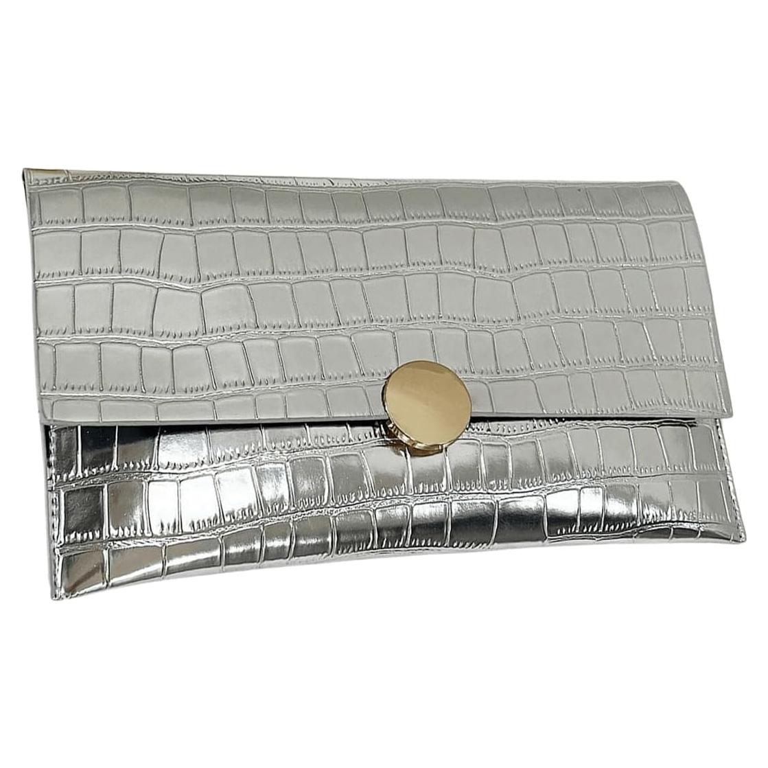 Bolso de Noche de Mano Verdusa Plata Talla Única 17x29.5cm