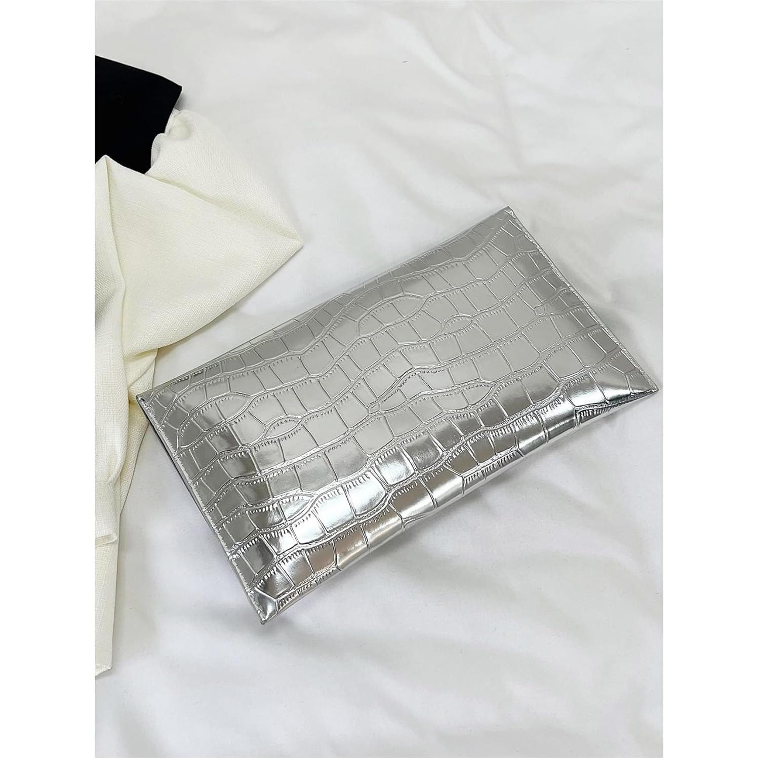 Bolso de Noche de Mano Verdusa Plata Talla Única 17x29.5cm