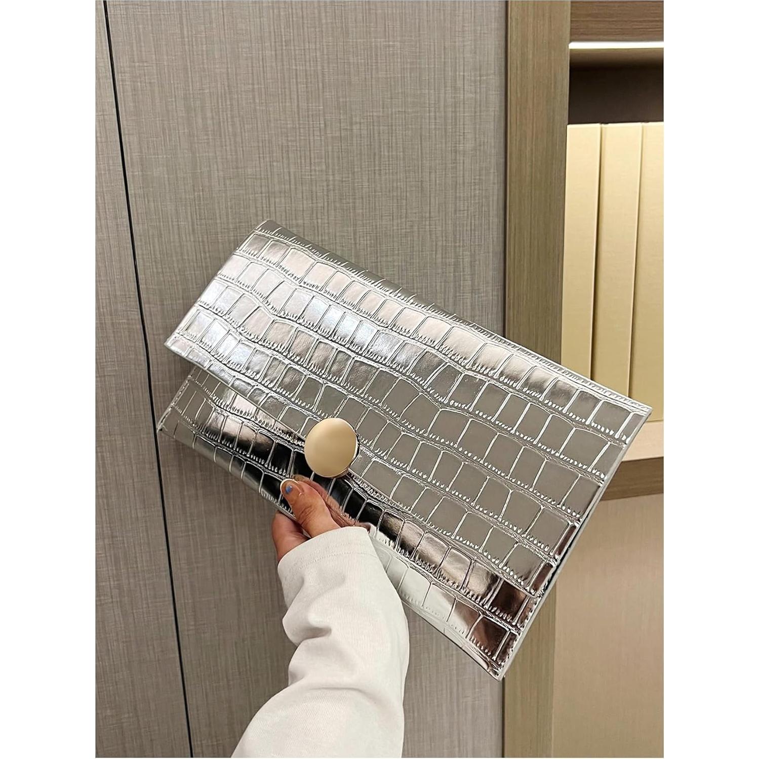 Bolso de Noche de Mano Verdusa Plata Talla Única 17x29.5cm