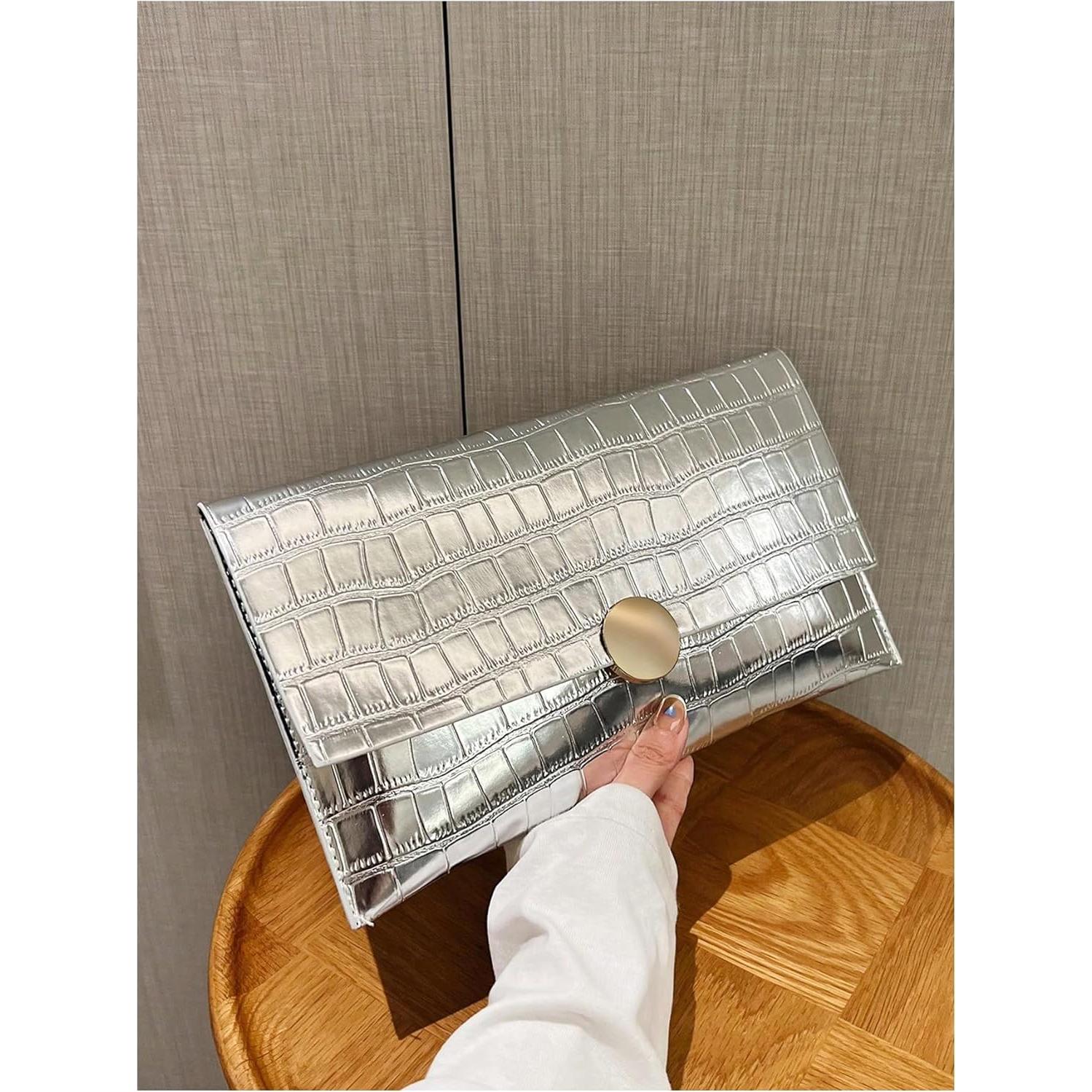 Bolso de Noche de Mano Verdusa Plata Talla Única 17x29.5cm