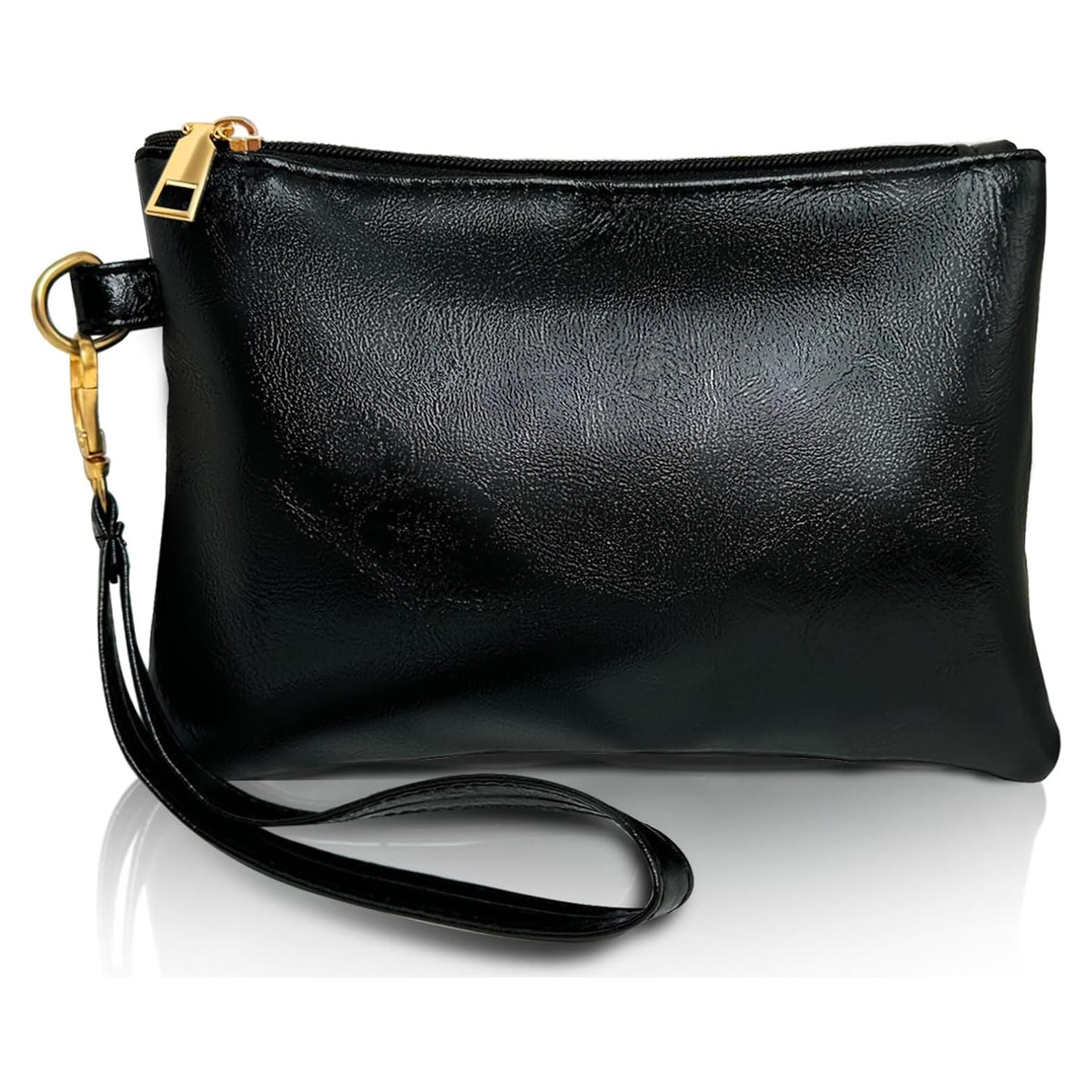 Cartera de Mano K.E.J. para Mujeres en Cuero PU Negra