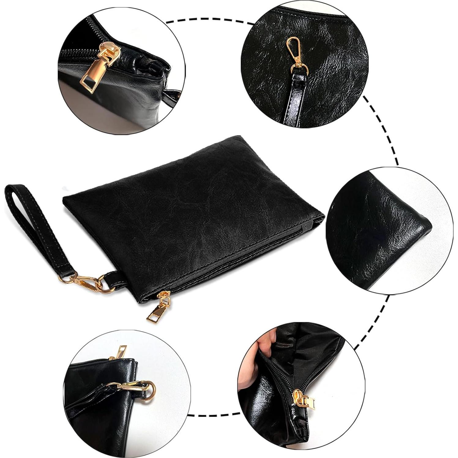 Cartera de Mano K.E.J. para Mujeres en Cuero PU Negra