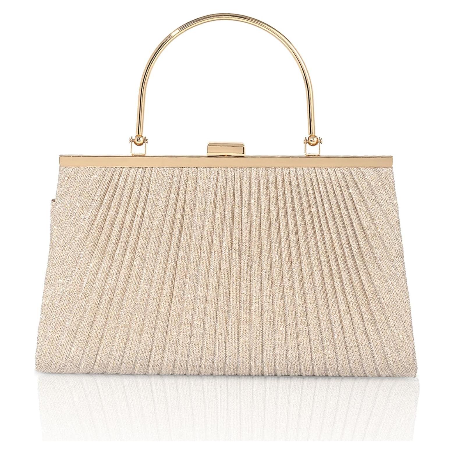 Bolso de Noche Dorado Brillante para Mujeres 24.9x15cm