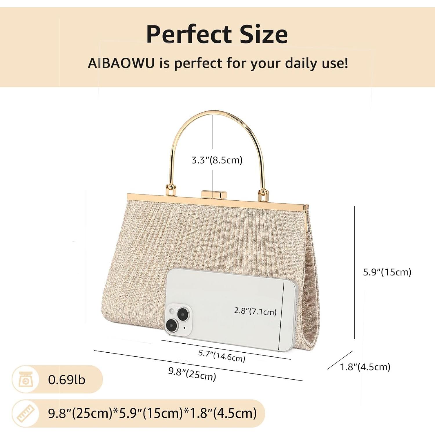 Bolso de Noche Dorado Brillante para Mujeres 24.9x15cm