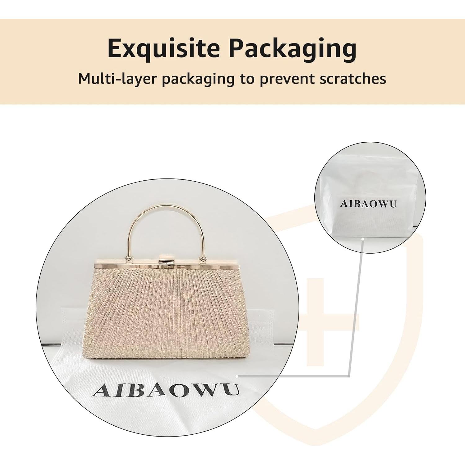 Bolso de Noche Dorado Brillante para Mujeres 24.9x15cm