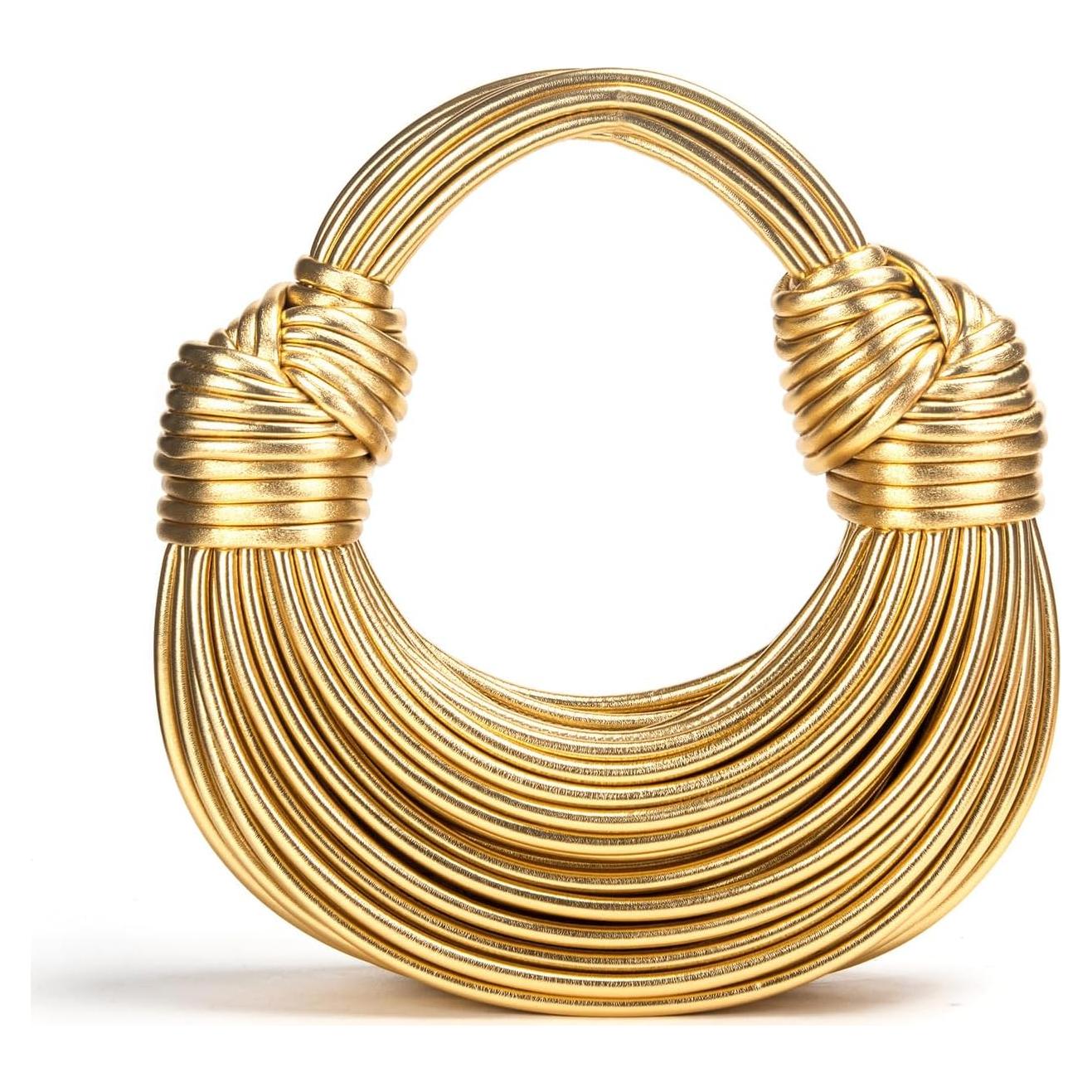 Bolso de mano tejido para mujer Pearlzone oro 25x8 cm