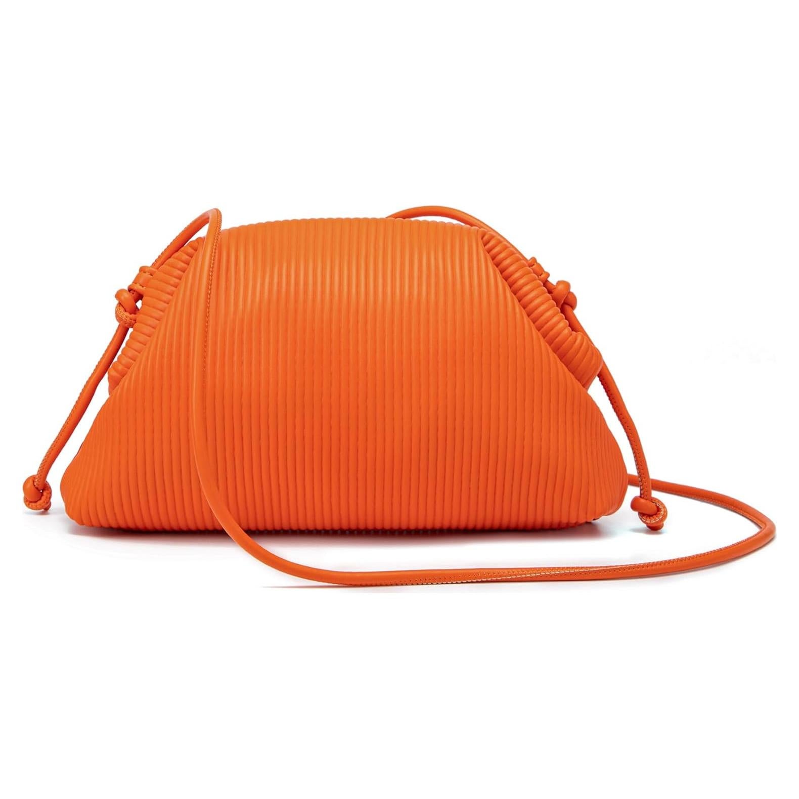Bolso de Mano KingTo Naranja Clutch de Cuero Vegano 25.9x6.9x15.7 cm