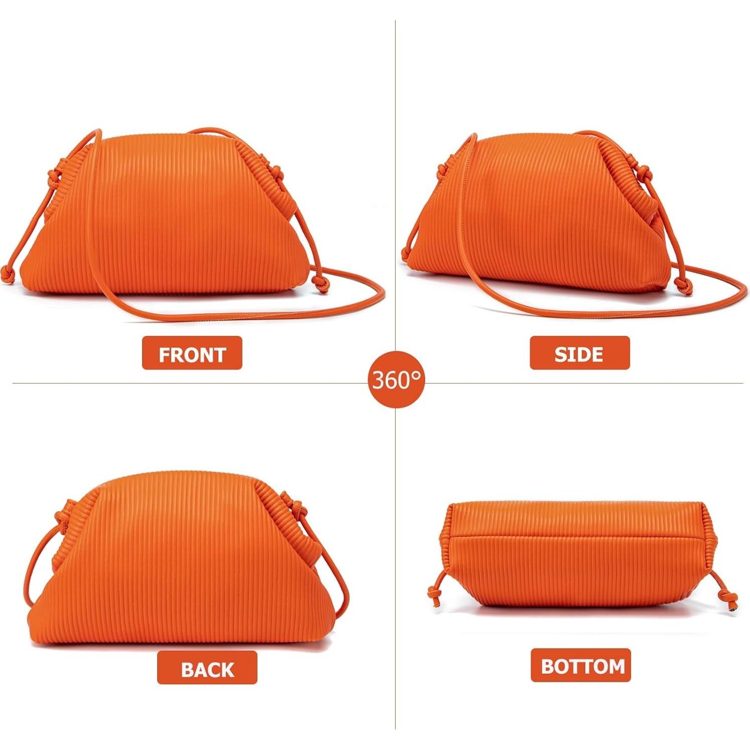 Bolso de Mano KingTo Naranja Clutch de Cuero Vegano 25.9x6.9x15.7 cm