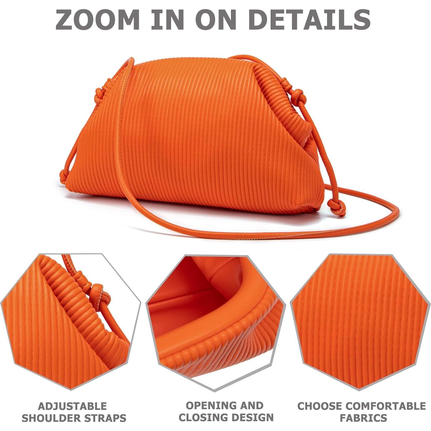 Bolso de Mano KingTo Naranja Clutch de Cuero Vegano 25.9x6.9x15.7 cm