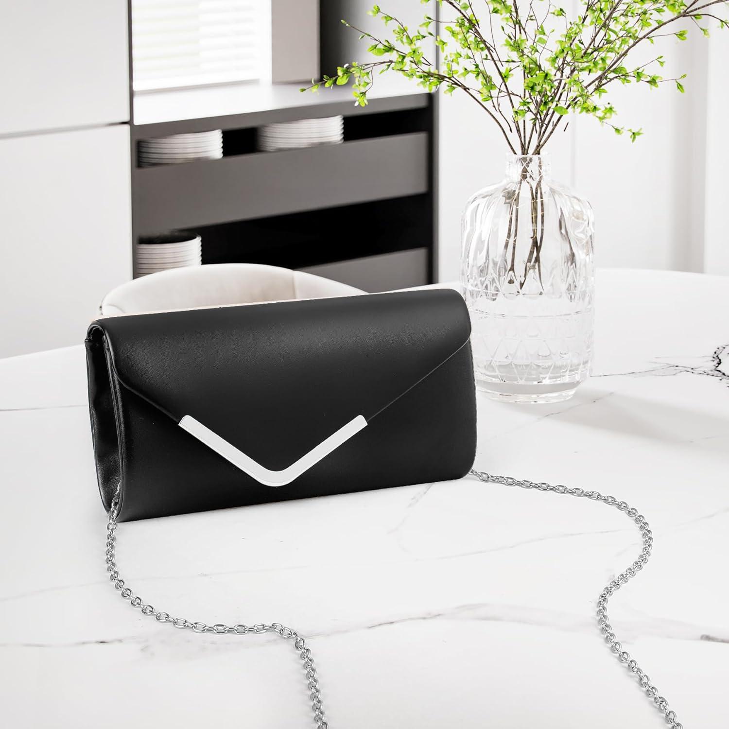 Cartera de Mano Larcenciel para Mujeres - Cuero Negro 22x11 cm
