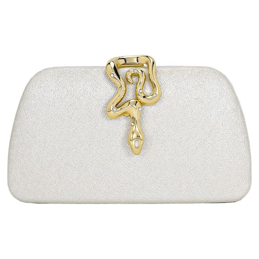 Bolso Clutch de Noche Brillante Plateado para Mujeres 20x4x11.3cm