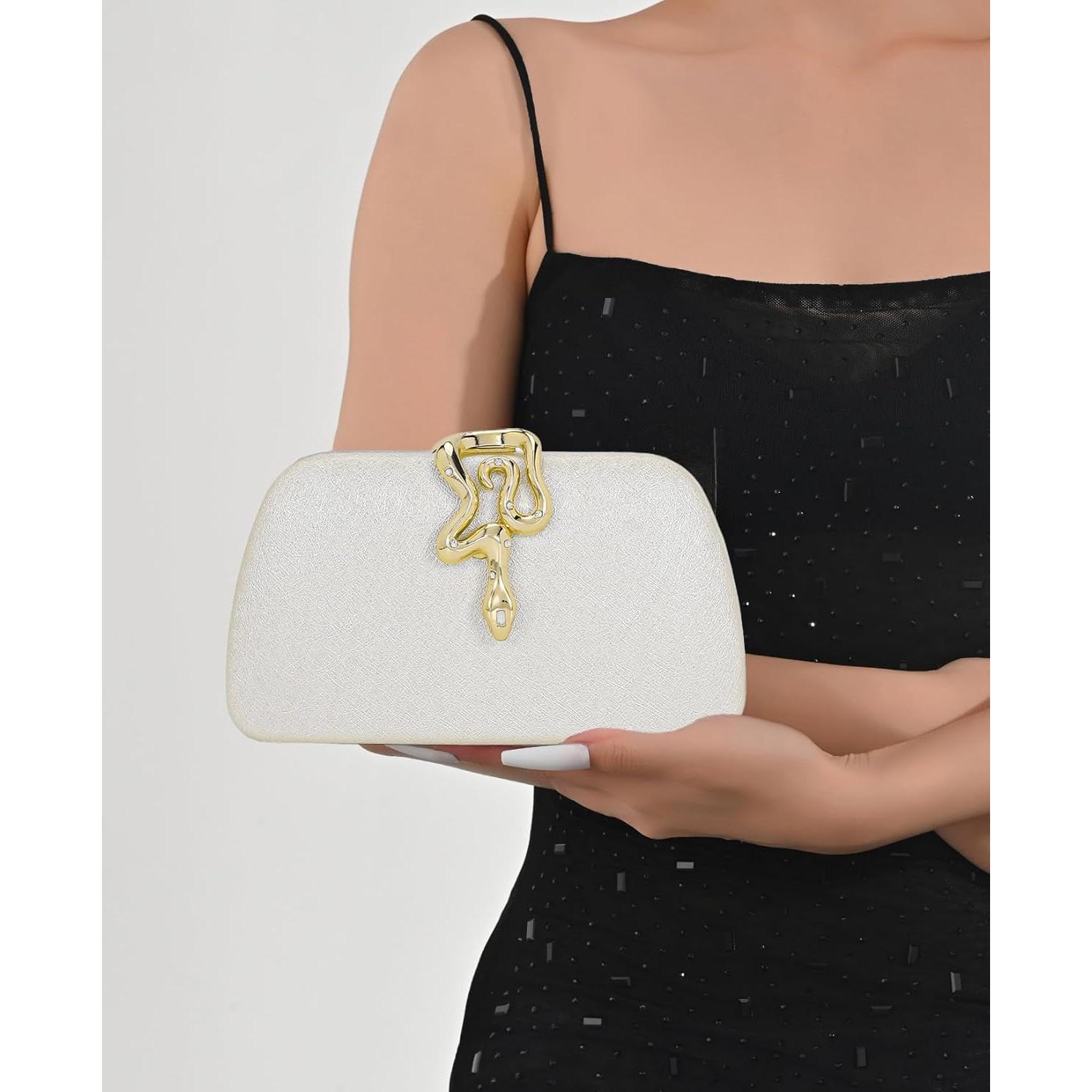 Bolso Clutch de Noche Brillante Plateado para Mujeres 20x4x11.3cm