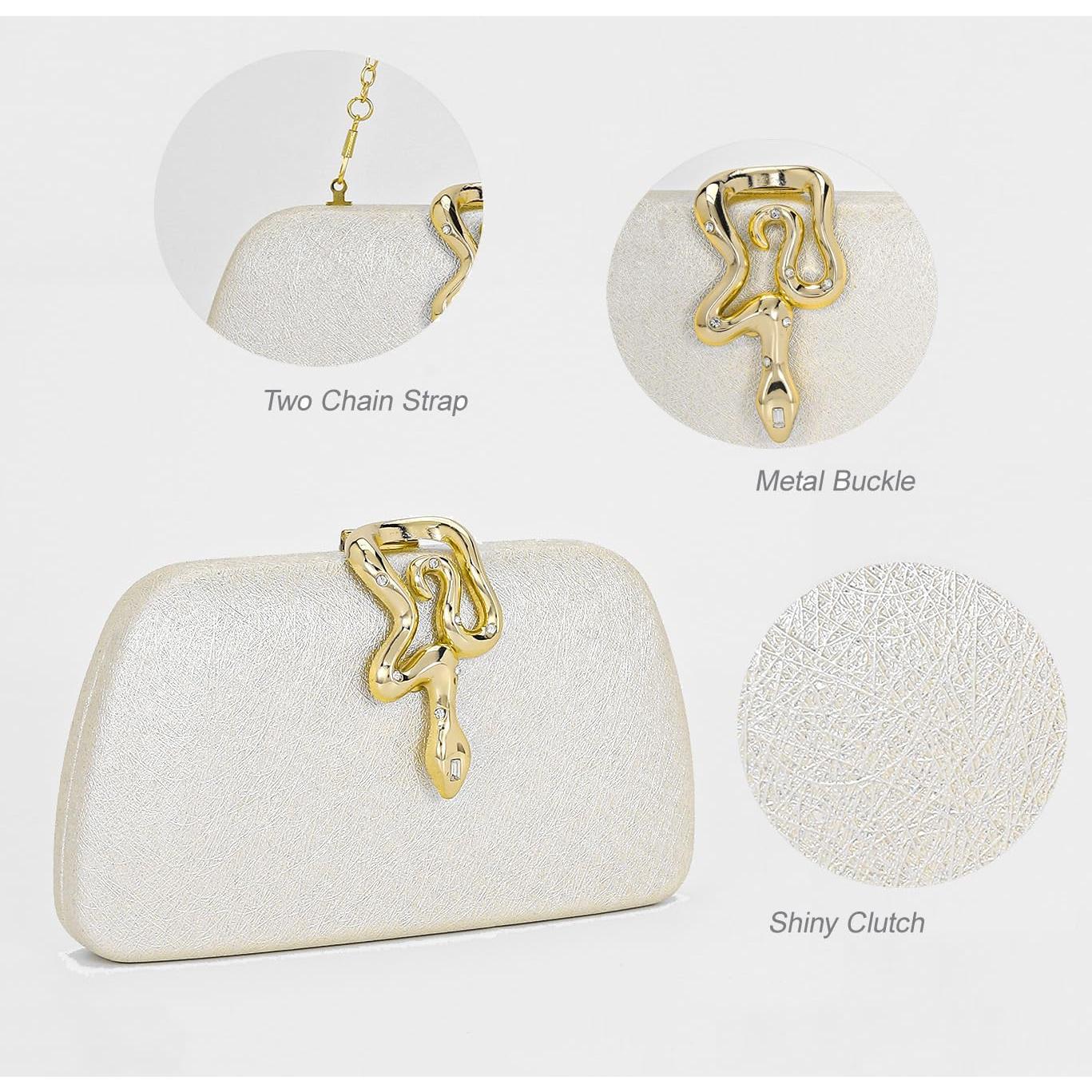 Bolso Clutch de Noche Brillante Plateado para Mujeres 20x4x11.3cm