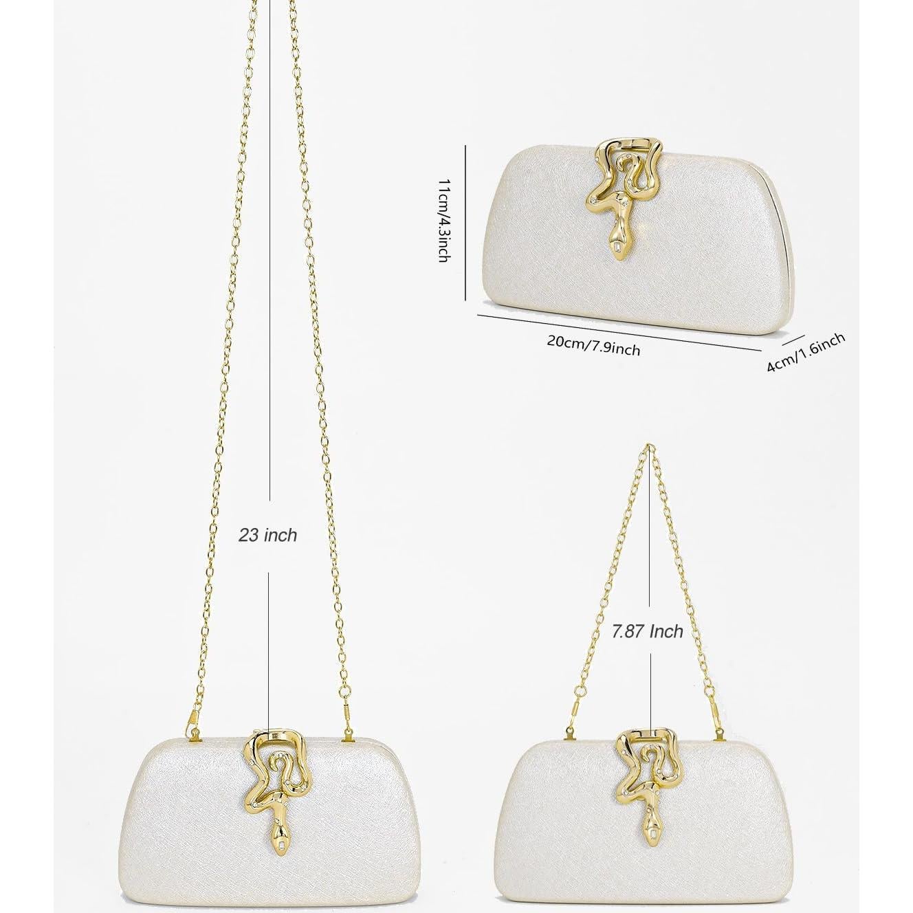 Bolso Clutch de Noche Brillante Plateado para Mujeres 20x4x11.3cm