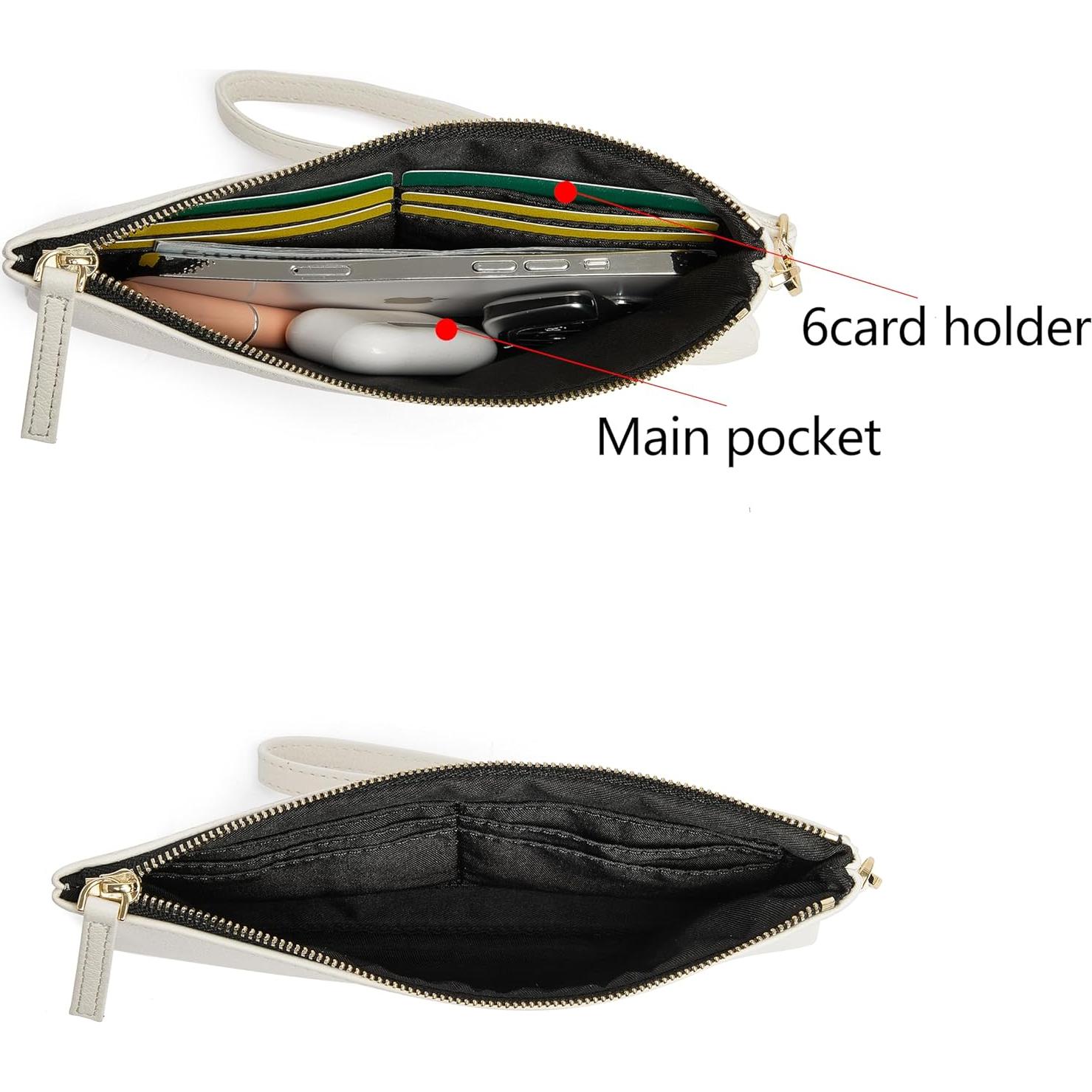 Monedero de Cuero de Cabra DORIS&JACKY 20.8x12.4cm Blanco Roto