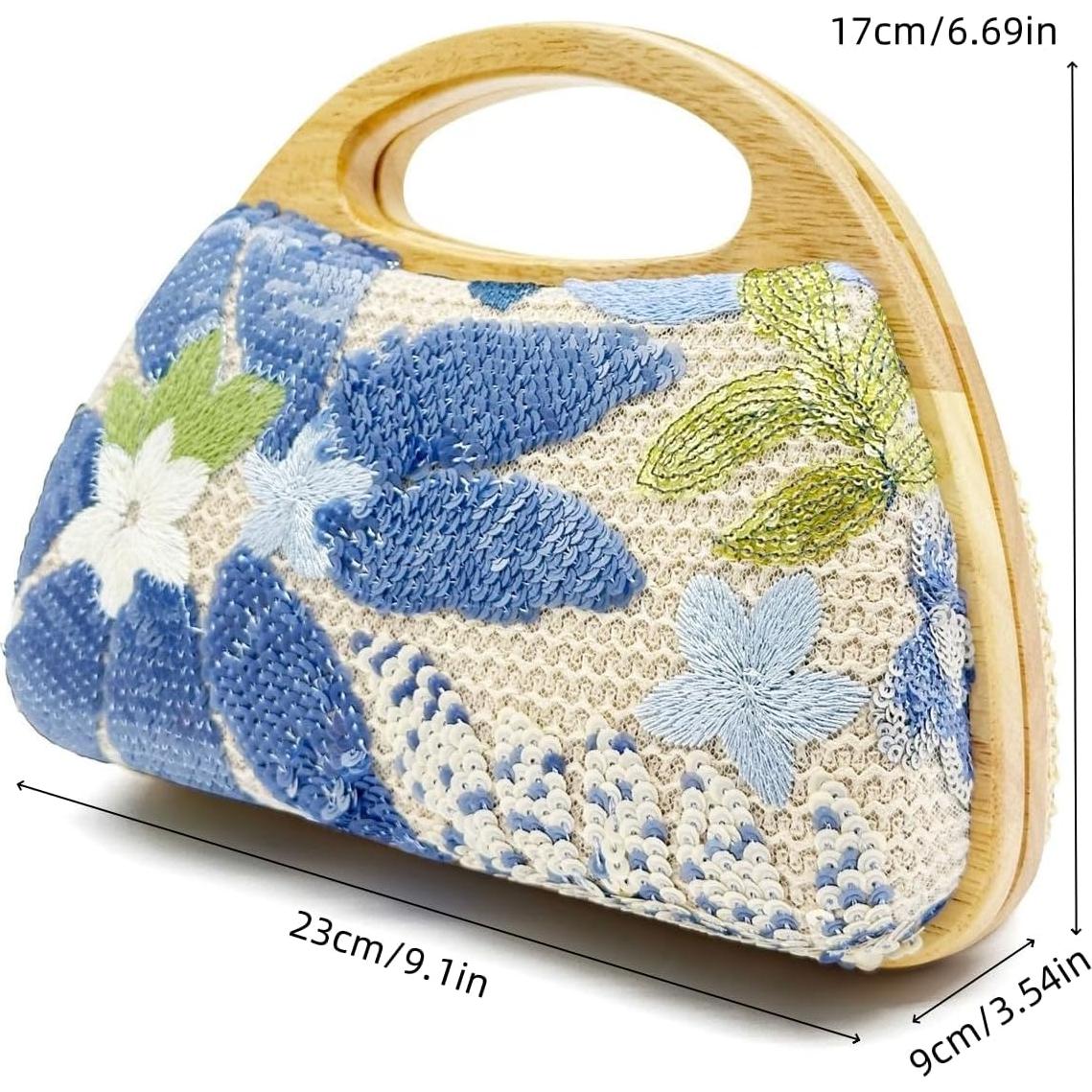Bolso de paja UMREN para mujer, 23.1x9x17 cm, con cadena