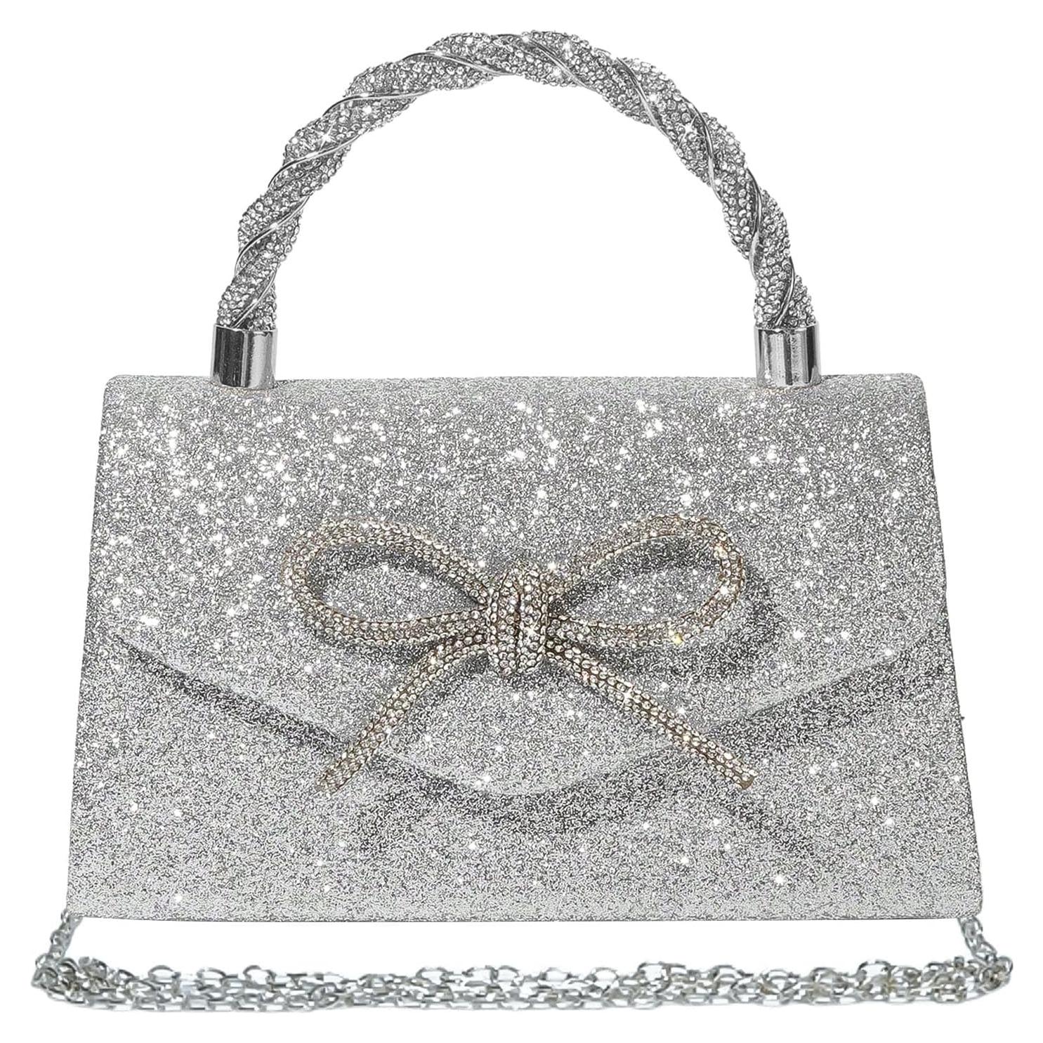 Bolso de Noche Elegante para Mujeres con Lazo y Rhinestones