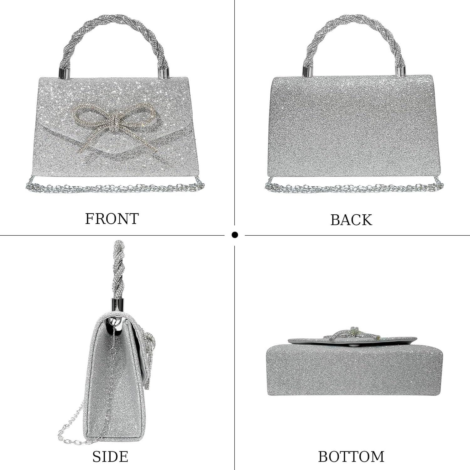 Bolso de Noche Elegante para Mujeres con Lazo y Rhinestones