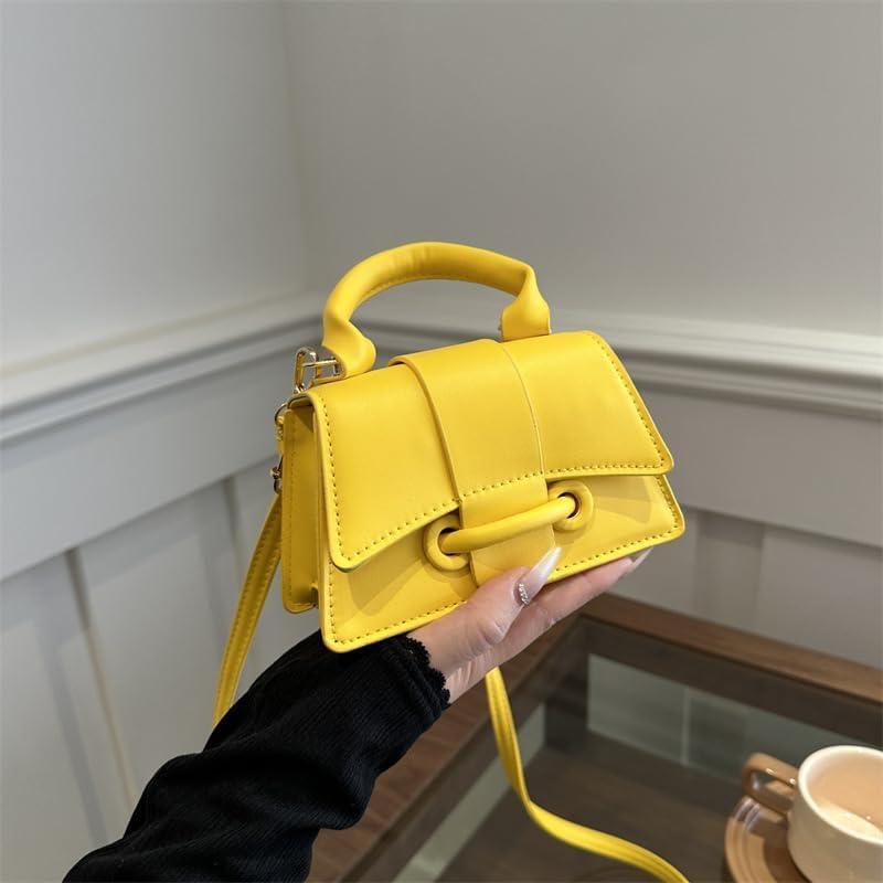 Mini Bolso Cruzado para Mujeres Merolens en Cuero Vegano Amarillo