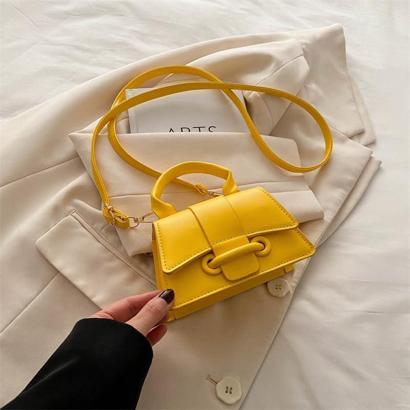Mini Bolso Cruzado para Mujeres Merolens en Cuero Vegano Amarillo