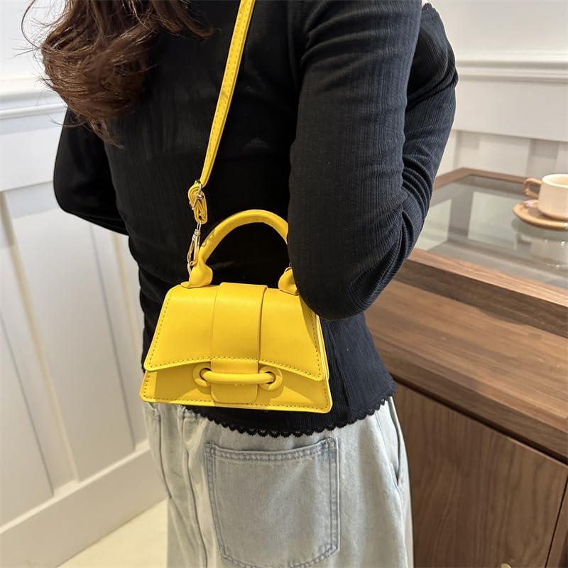 Mini Bolso Cruzado para Mujeres Merolens en Cuero Vegano Amarillo