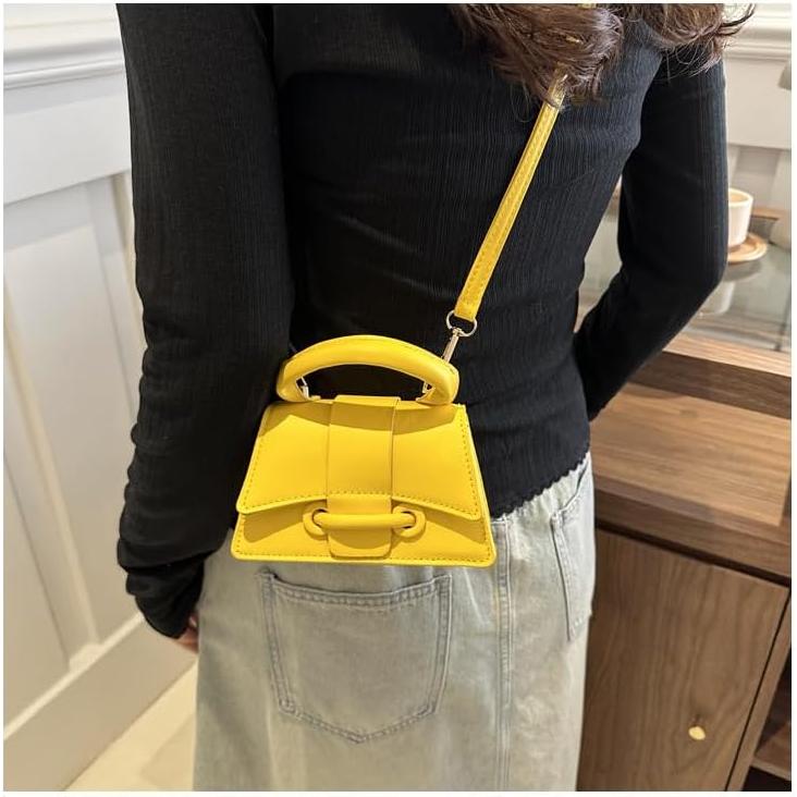 Mini Bolso Cruzado para Mujeres Merolens en Cuero Vegano Amarillo