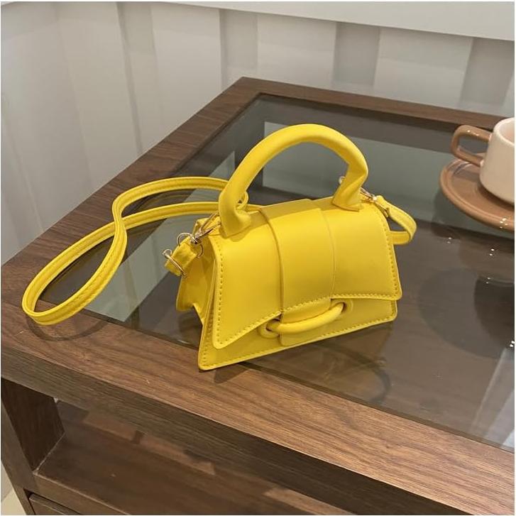 Mini Bolso Cruzado para Mujeres Merolens en Cuero Vegano Amarillo