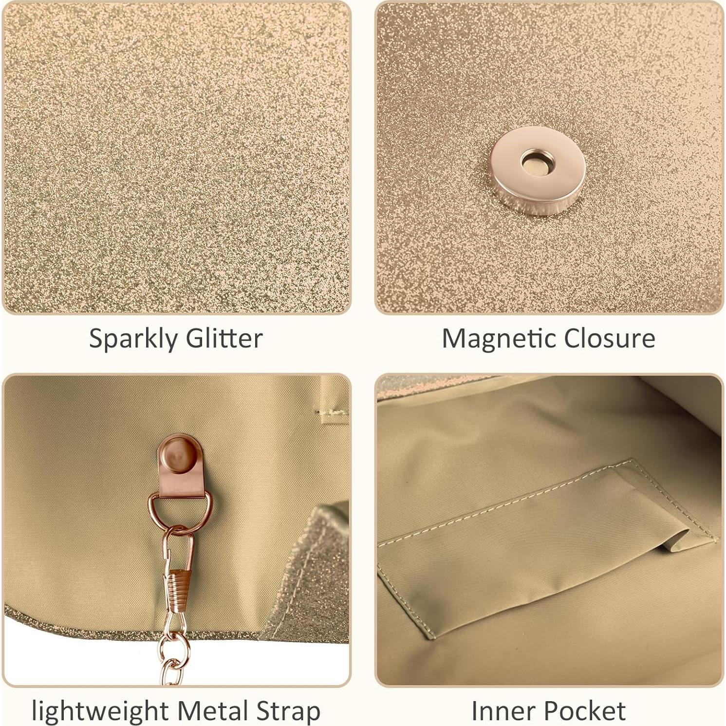 Bolso de Mano PACETAP para Mujeres - Champagne Brillante 17.8x10.2cm