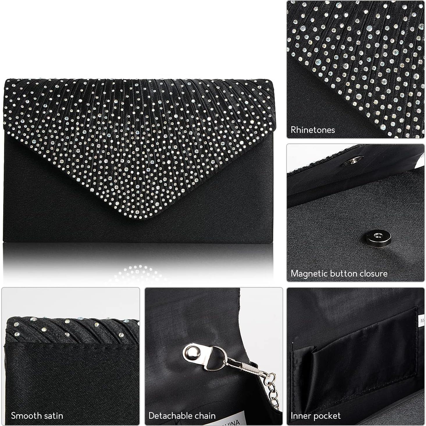 Cartera Clutch BBjinronjy para Mujeres - Bolso de Noche Negro