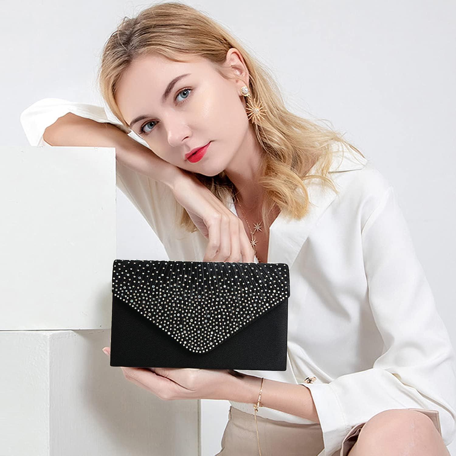 Cartera Clutch BBjinronjy para Mujeres - Bolso de Noche Negro