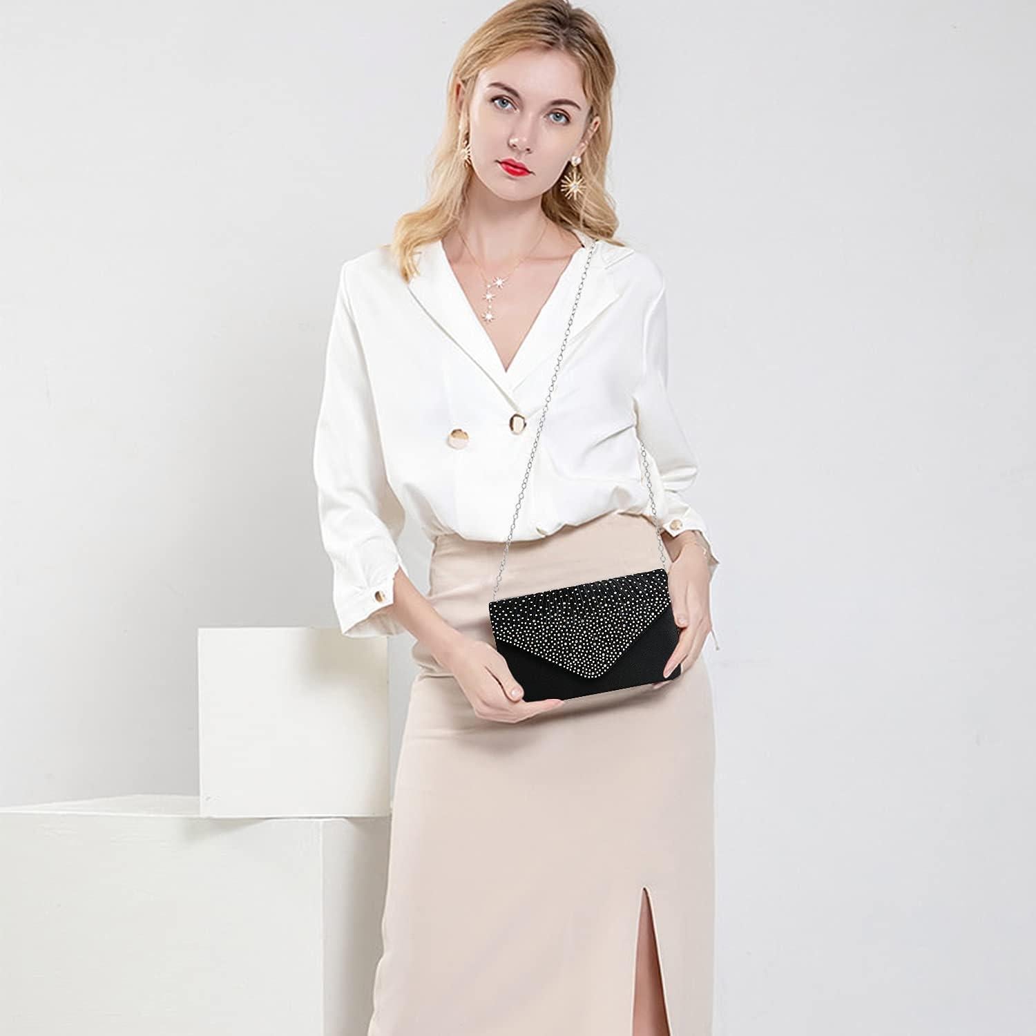 Cartera Clutch BBjinronjy para Mujeres - Bolso de Noche Negro