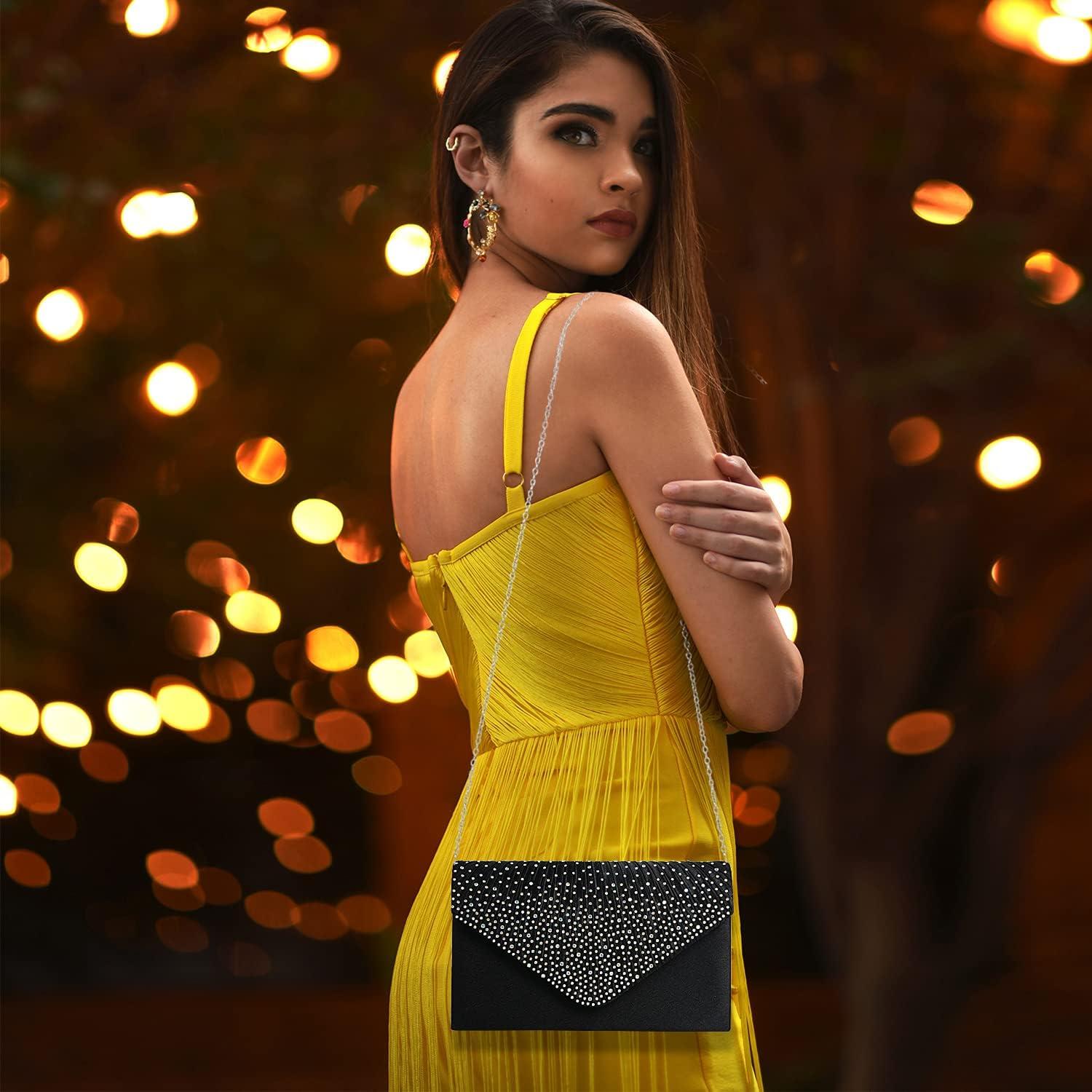 Cartera Clutch BBjinronjy para Mujeres - Bolso de Noche Negro