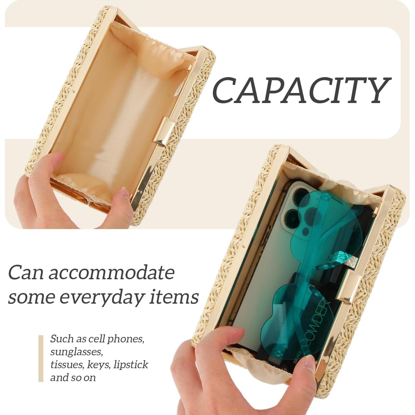 Bolso de mano Freie Liebe de paja marrón claro para mujeres