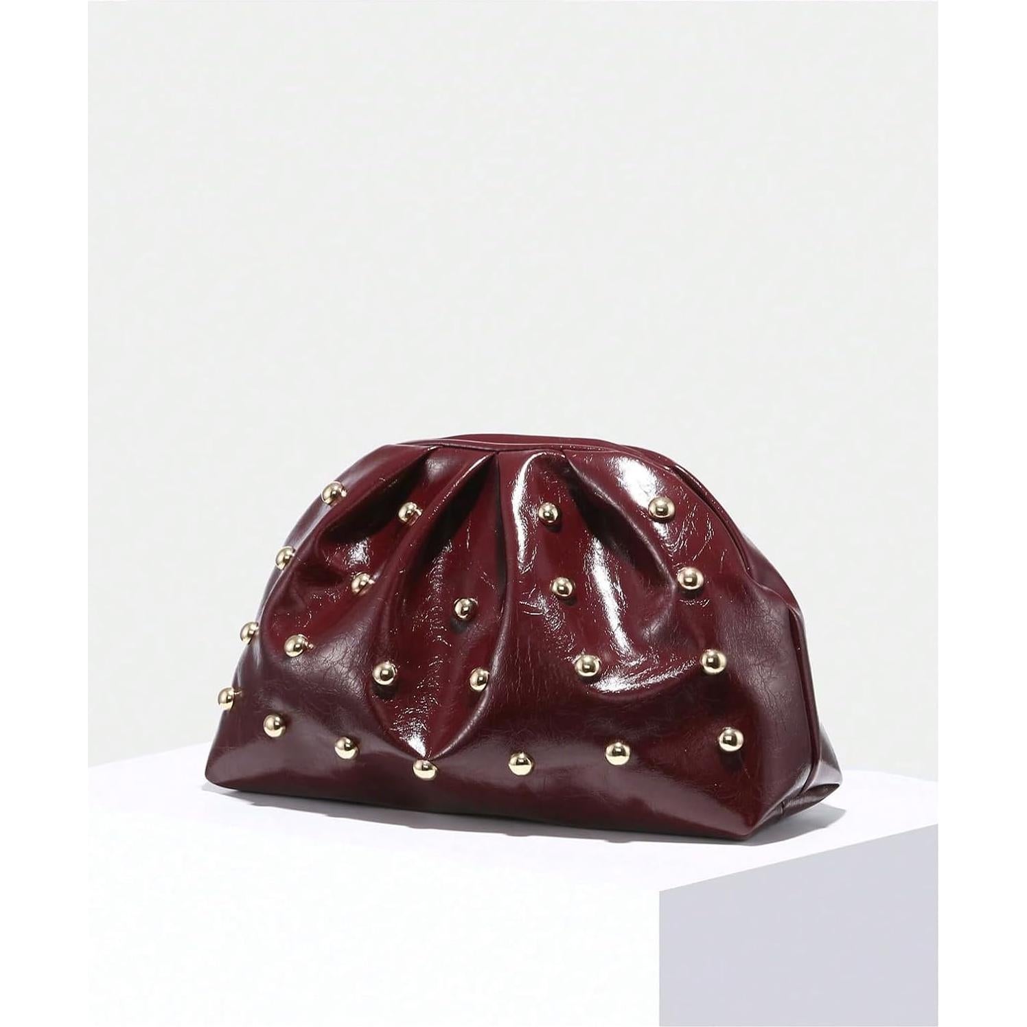 Bolso de mano elegante QWINEE para mujer con tachuelas