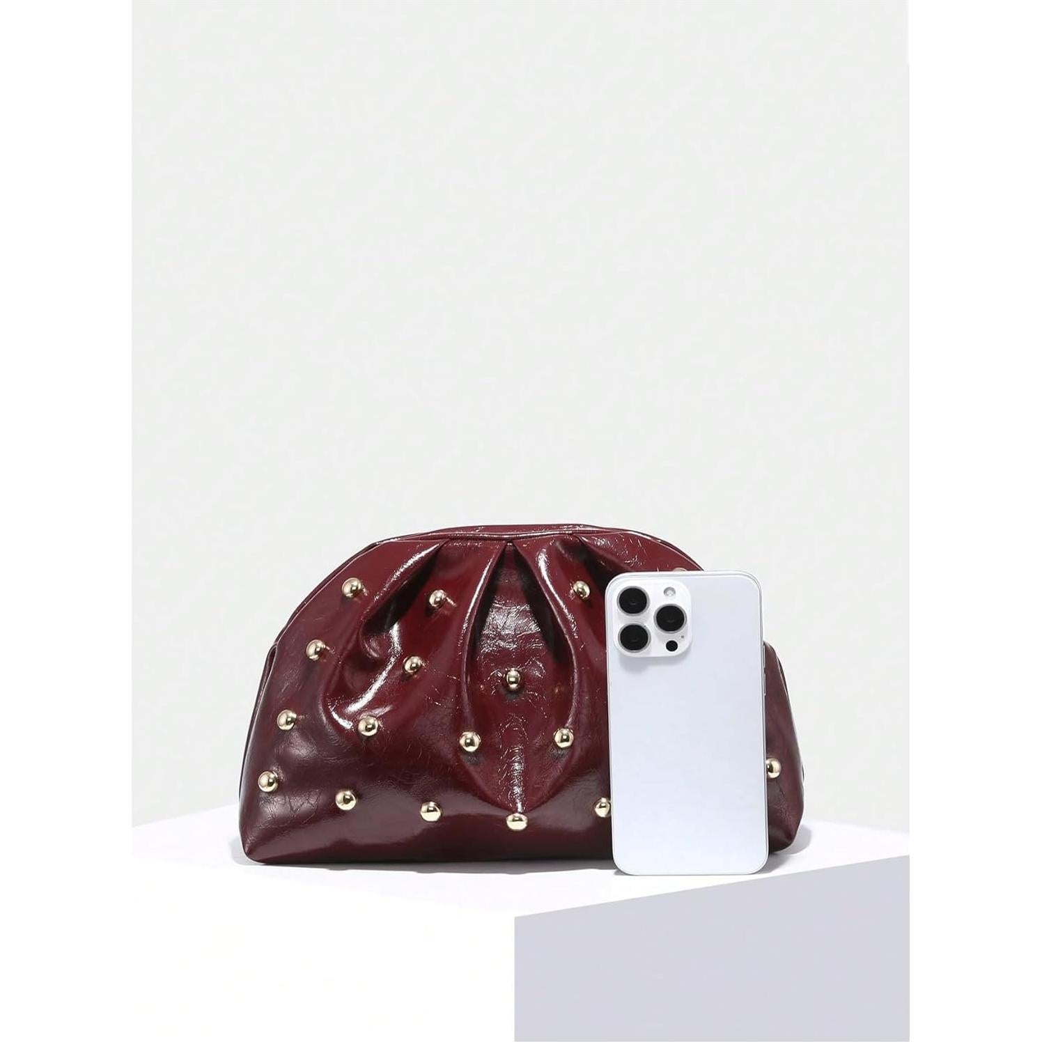 Bolso de mano elegante QWINEE para mujer con tachuelas