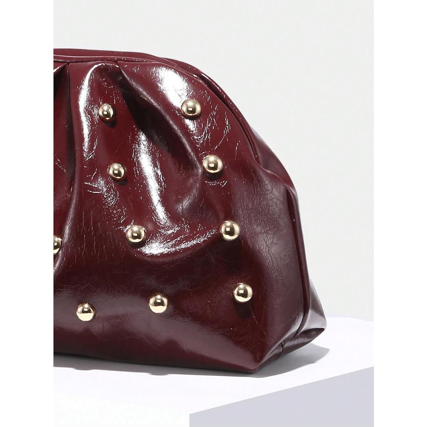 Bolso de mano elegante QWINEE para mujer con tachuelas