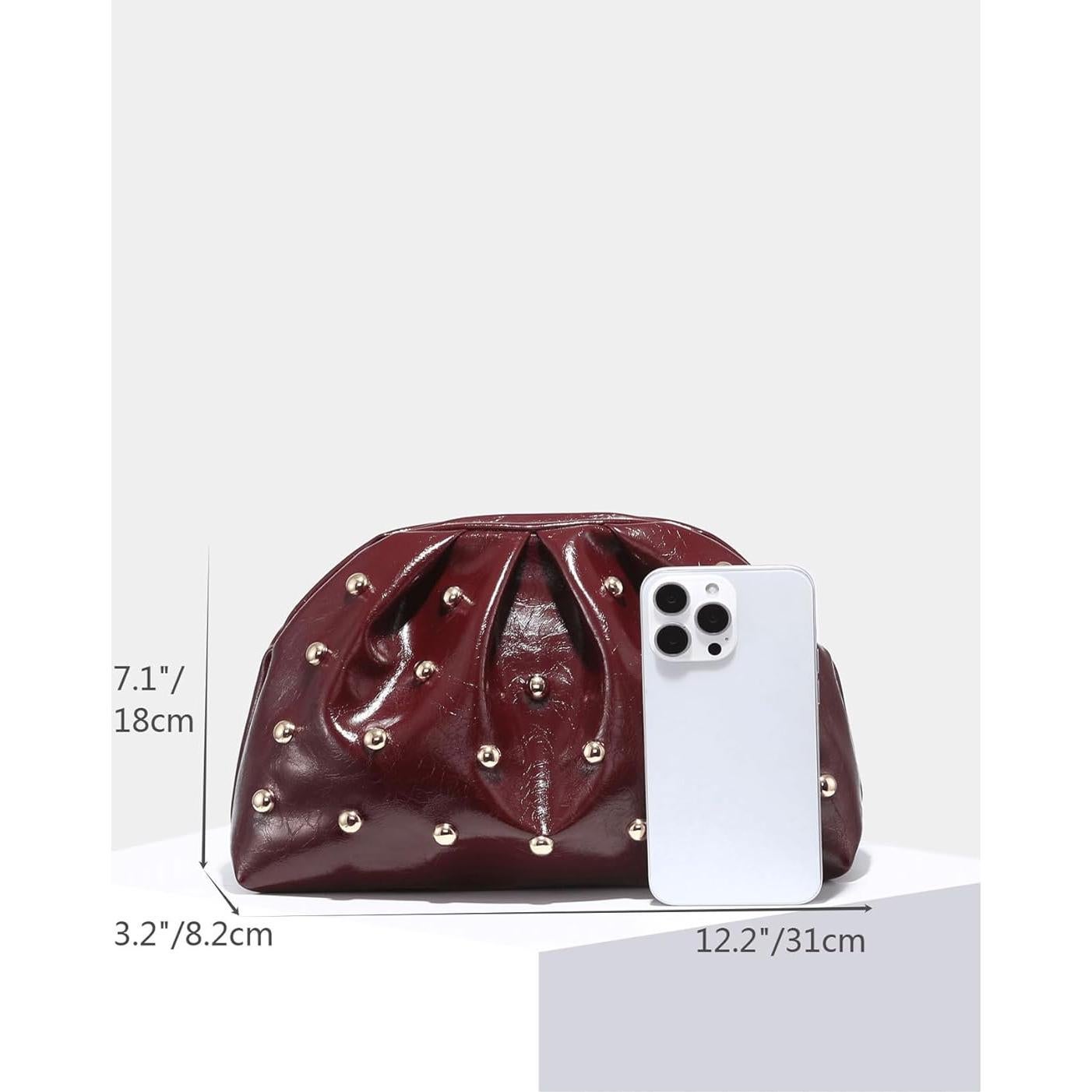 Bolso de mano elegante QWINEE para mujer con tachuelas