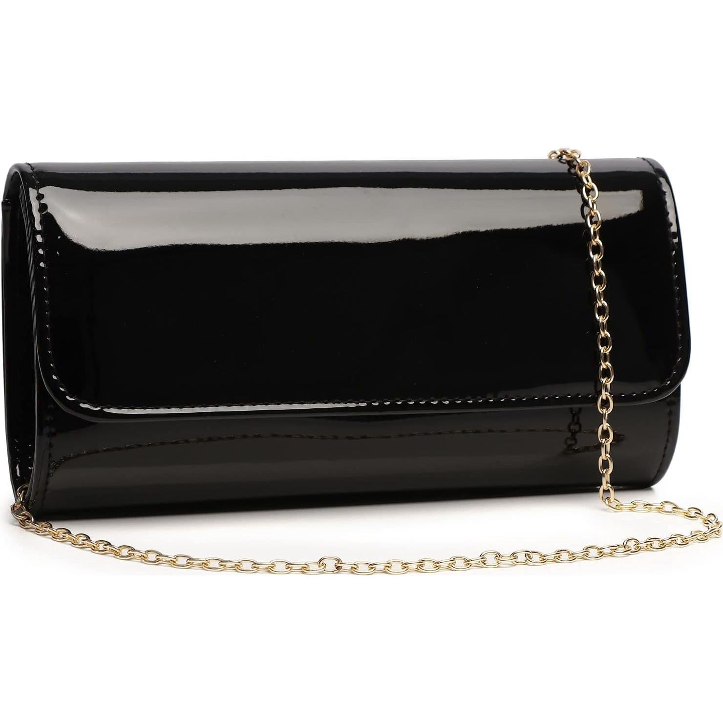 Clutch de Noche de Cuero Sintético para Mujeres - Negro 018