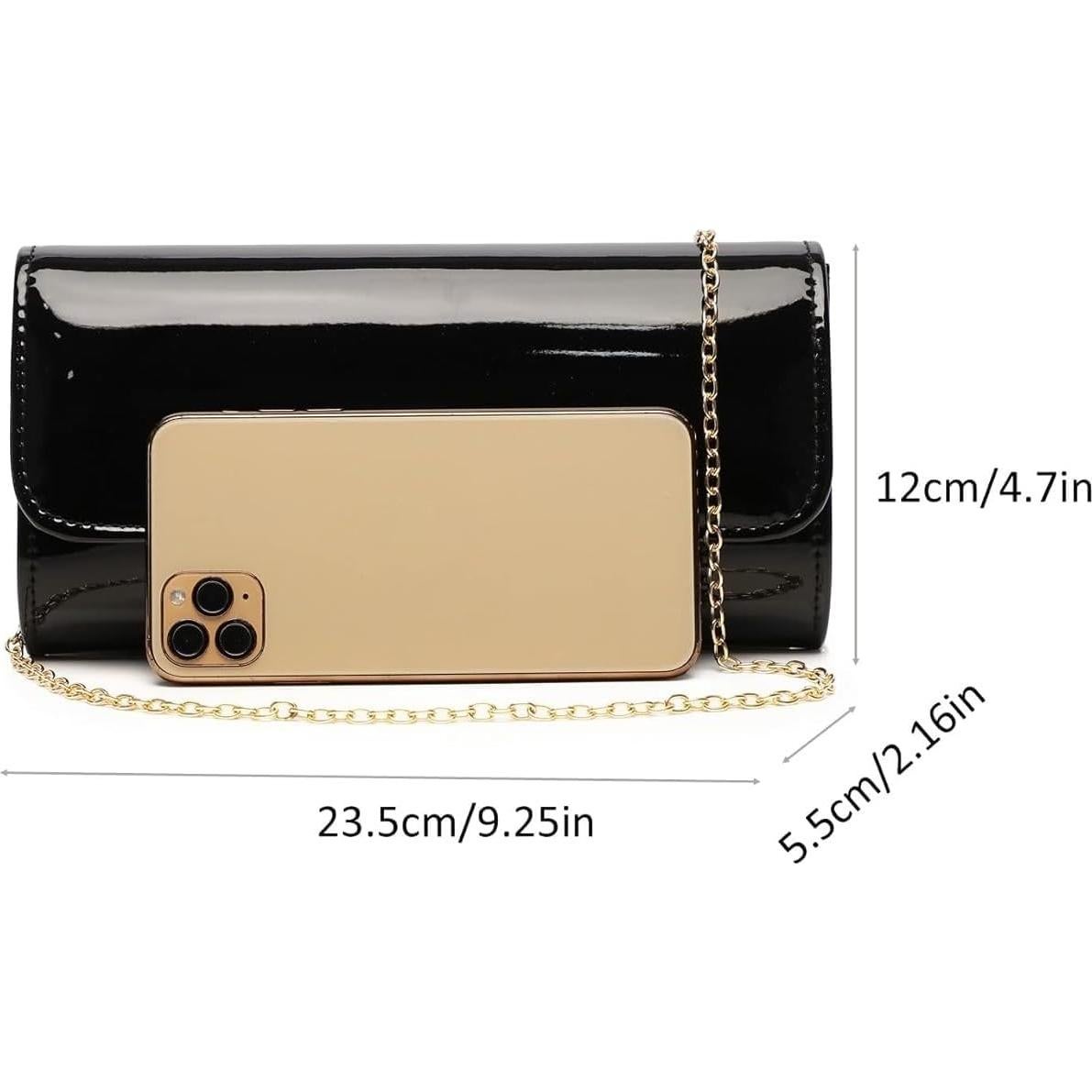 Clutch de Noche de Cuero Sintético para Mujeres - Negro 018