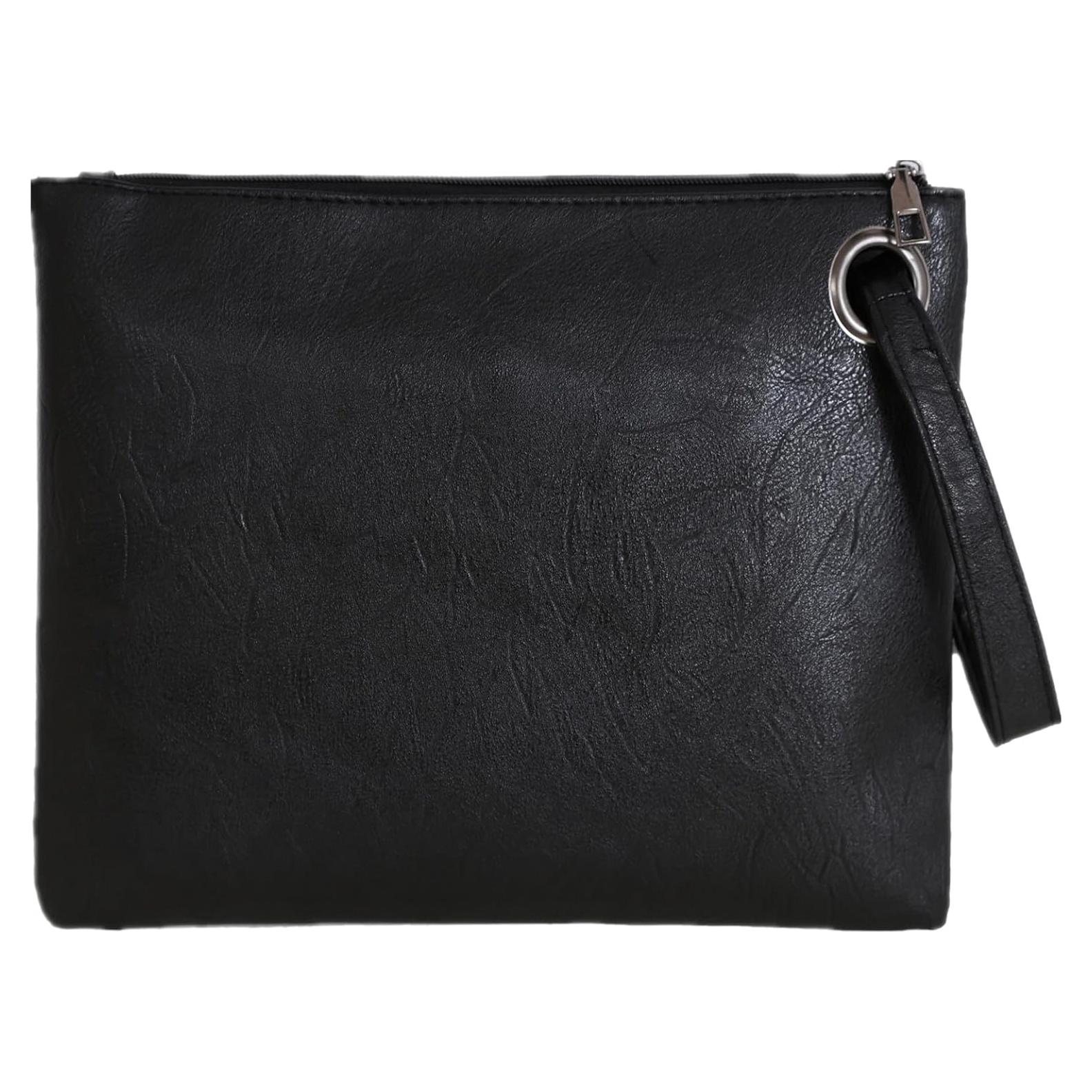 Bolso de Noche Oversize de Cuero PU Negro para Mujeres